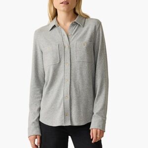 Faherty Legend Sweater Shirt FGT Fossil Grey Twill Womens Small New With Tag